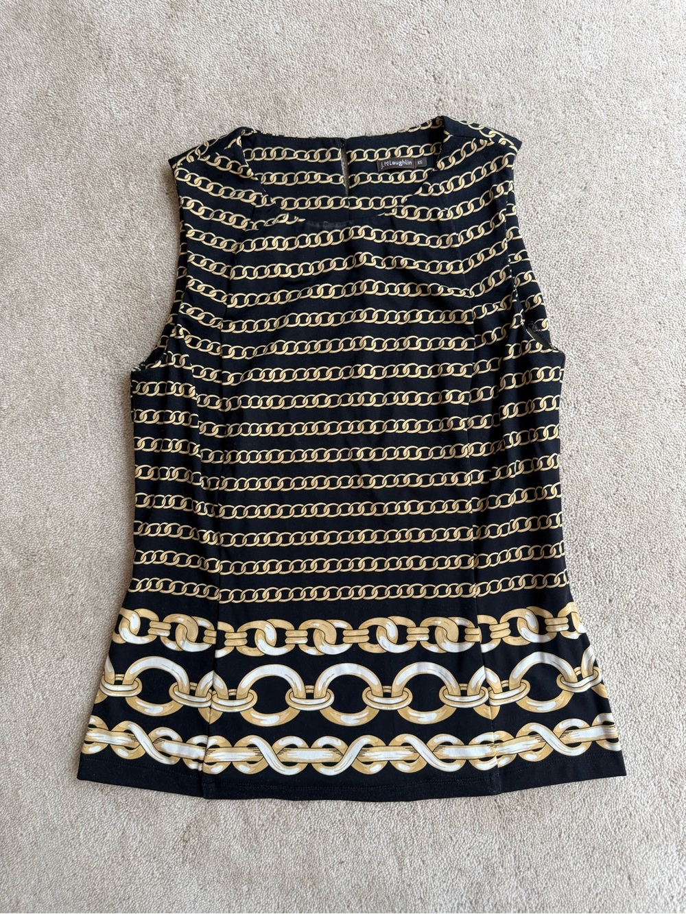 Black Tank Top with Gold Chain Print